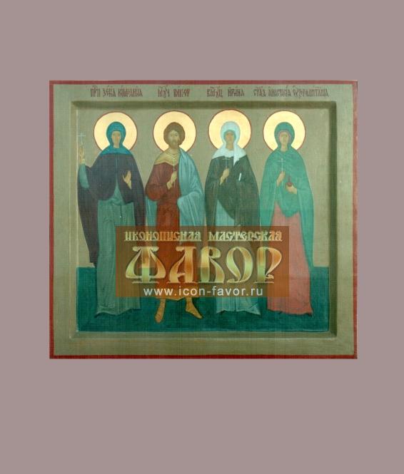 Семейная икона: Преподобная Ксения Римлянина, Мученик Виктор, Великомученица Ирина, Святая Анастасия Узорешительница