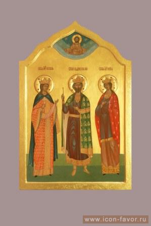 Семейная икона: Святая Мученица Екатерина, Святой Владислав Сербский, Святая Мученица Ирина